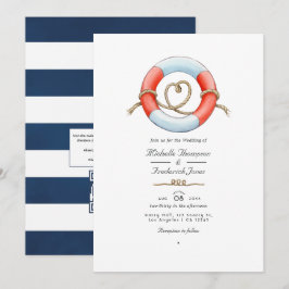 Convites Código QR de RSVP de aquarela Casamento Náutico