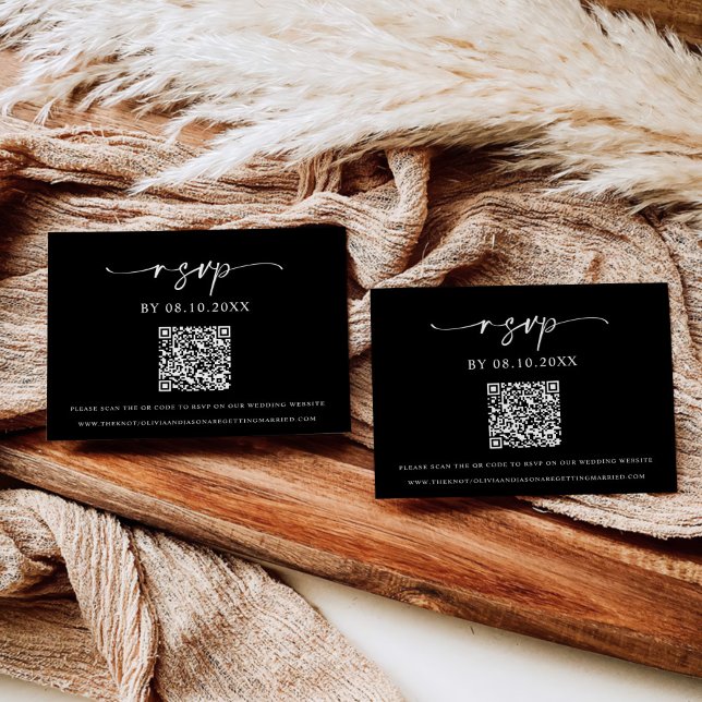Convites Código QR de RSVP de Casamento Moderno Elegante Cl (Criador carregado)