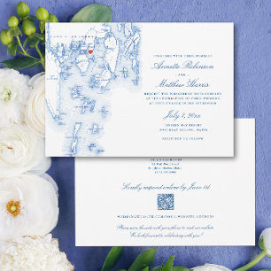 Convites Código QR de RSVP de casamento tudo-em-um do Linek