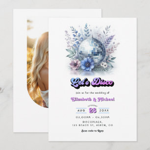 Convites Código QR de RSVP para Casamento no Retro Disco Ga