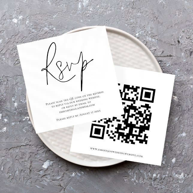 Convites Código QR de Script - Placa RSVP Preta de Casament (Criador carregado)