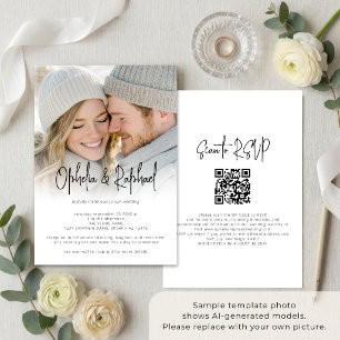 Convites Código QR de Sobreposição de Foto Casamento Script
