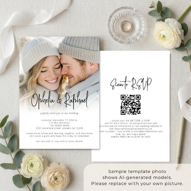 Convites Código QR de Sobreposição de Foto Casamento Script (Criador carregado)