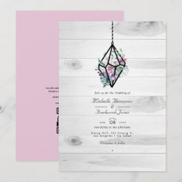 Convites Código QR de Terrário Floral Rústico para Casament
