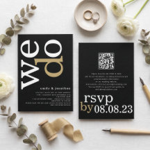 Código QR de Tipografia Moderna Casamento Preto Do