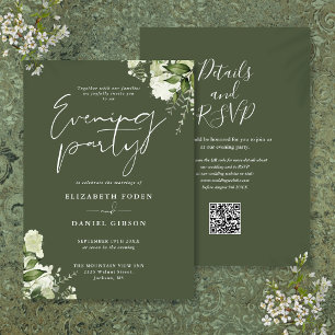 Convites Código QR de Verdor Verde Oliva Casamento Festa No