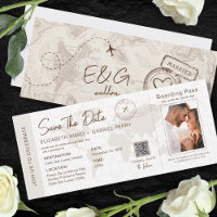 Código Qr de Viagem de Casamento de Embarque Beige