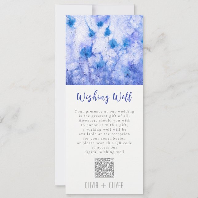 Convites Código QR de Wishing de Casamento de Jardim Azul d (Frente)
