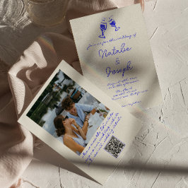 Convites Código QR Desenhado à Mão Foto Excêntrica Casament