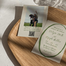 Convites Código QR Desenho Fotográfico Ilustrado de Mão