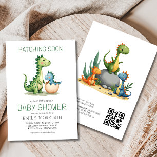 Convites Código QR - Dinossauro Cortado Hatching Logo Chá d