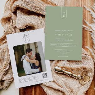 Convites Código QR do Arco Geométrico Mínimo Verde Moderno