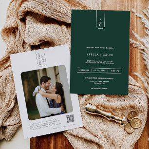 Convites Código QR do Arco Geométrico Moderno Emerald Verde