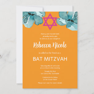 Convites Código QR do Bat Mitzvah Rosa