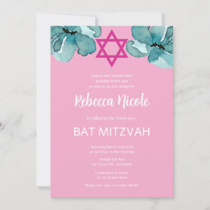 Convites Código QR do Bat Mitzvah Rosa