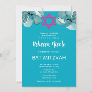Convites Código QR do Bat Mitzvah Rosa