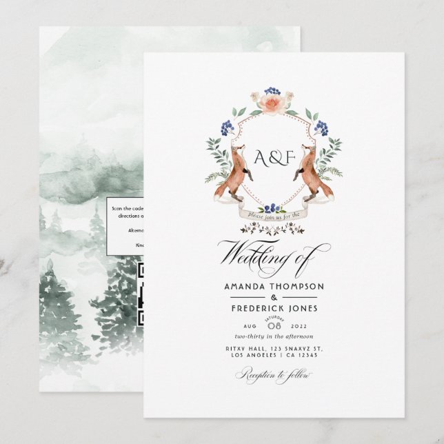 Convites Código QR do Brasão de Louro da Floresta RSVP Casa (Frente/Verso)