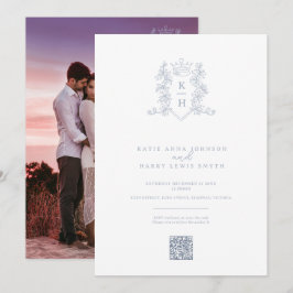 Convites Código QR do casamento branco prateado da copa mon