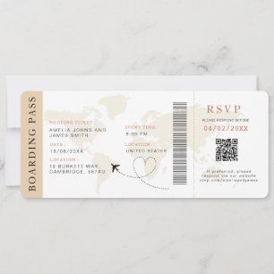 Convites Código QR do casamento de destino de embarque neut