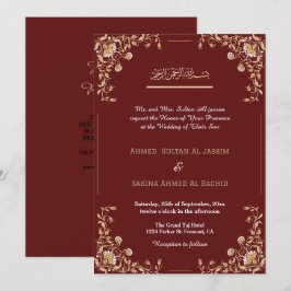 Convites Código qr do Casamento Muçulmano Islâmico Dourado