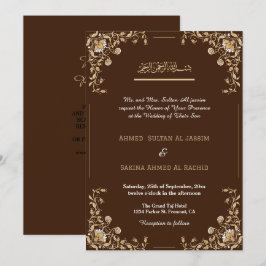 Convites Código qr do Casamento Muçulmano Islâmico Dourado