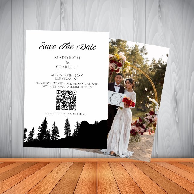 Convites Código QR do Casamento no Pine Tree Mountain Save  (Criador carregado)