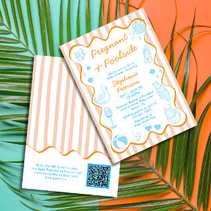 Convites Código QR do Chá de Bebê de Verão Grávida & à Beir
