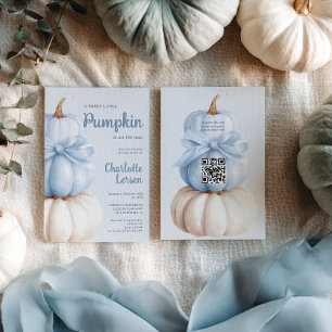Convites Código QR do Chá de fraldas Pequeno Pumpkin Arco A