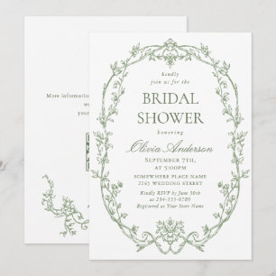 Convites Código QR do Chá de panela Verde do Ornamentado Vi