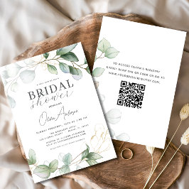 Convites Código QR do chá de panela Verde Eucalyptus