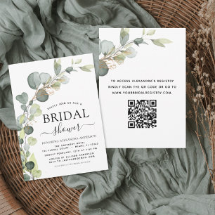 Convites Código QR do chá de panela Verde Eucalyptus