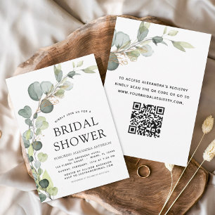 Convites Código QR do chá de panela Verde Eucalyptus