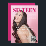 Convites Código QR do Cobrir da Revista Teen Doce Dezesseis<br><div class="desc">Cobrir da Revista Teen Código QR Doce 16 Convite de Aniversário</div>