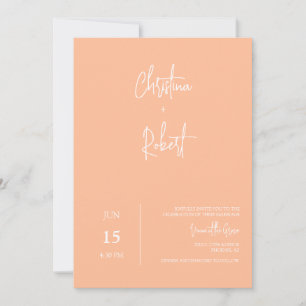 Convites Código QR do Código de Foto de Casamento de Peach 