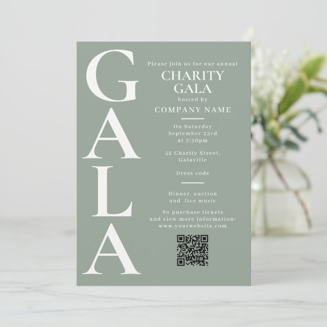 Convites Código QR do Evento de Gala de Captação de Recurso (Em pé/Frente)