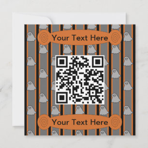 Convites Código QR do Fantasma Fantasma do Halloween e Rico