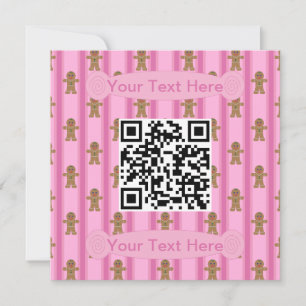 Convites Código QR do Homem de Gingerpão rosa divertido e R