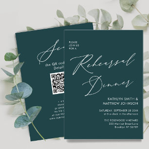 Convites Código QR do Janto de Ensaios Verdes do Elegante S