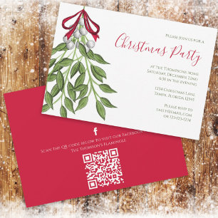 Convites Código QR do Mistletodo Natal Greenery