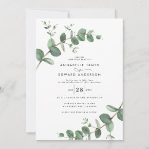 Convites Código QR do orçamento Aquarela Eucalyptus botânic