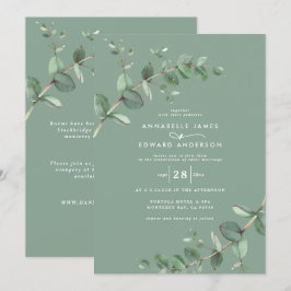 Convites Código QR do orçamento Aquarela Eucalyptus sage ve