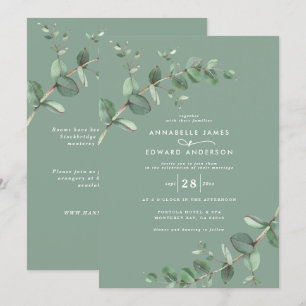 Convites Código QR do orçamento Aquarela Eucalyptus sage ve