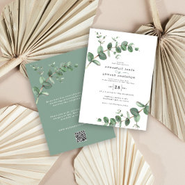 Convites Código QR do orçamento verde Eucalyptus botânico