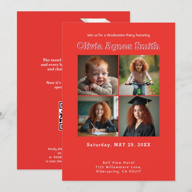 Convites Código QR do Red Legacy Collage (Frente/Verso)