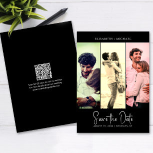 Convites Código QR do Retro Preto de Foto Mínimo Salvar a D