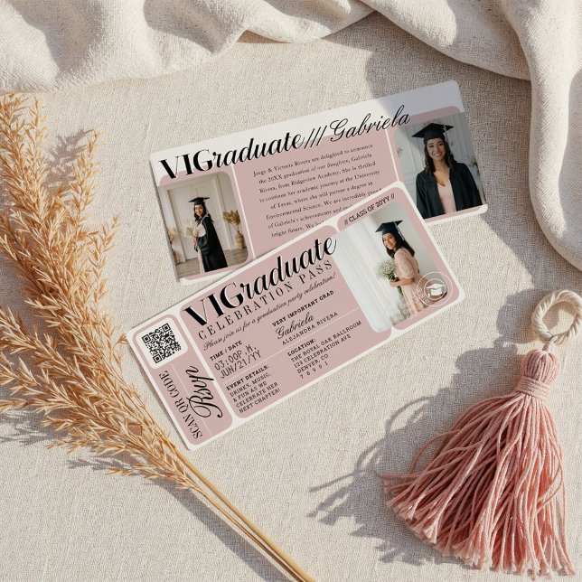 Convites Código QR do Tíquete de Evento de Festa de formatu (Modern Photo Graduation Party Event Ticket QR Code Invitation)