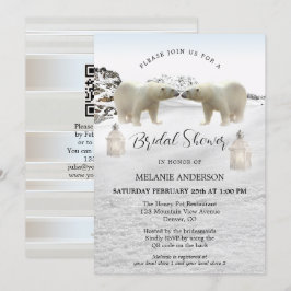 Convites Código QR do Urso Polar Chá de panela de inverno