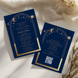 Convites Código QR Dourado Celestial Quinceañera