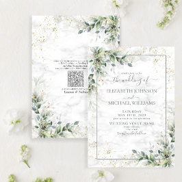 Convites Código QR Dusty Eucalyptus Dourado Greenerescência