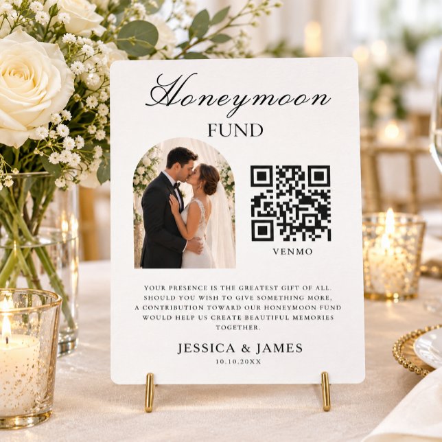 Convites Código QR e Foto do Fundo de Lua de Mel Casamento  (Criador carregado)